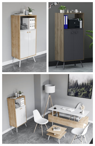 Rasha Office – ארונית אחסון רב תכליתית - פחם - אגוז