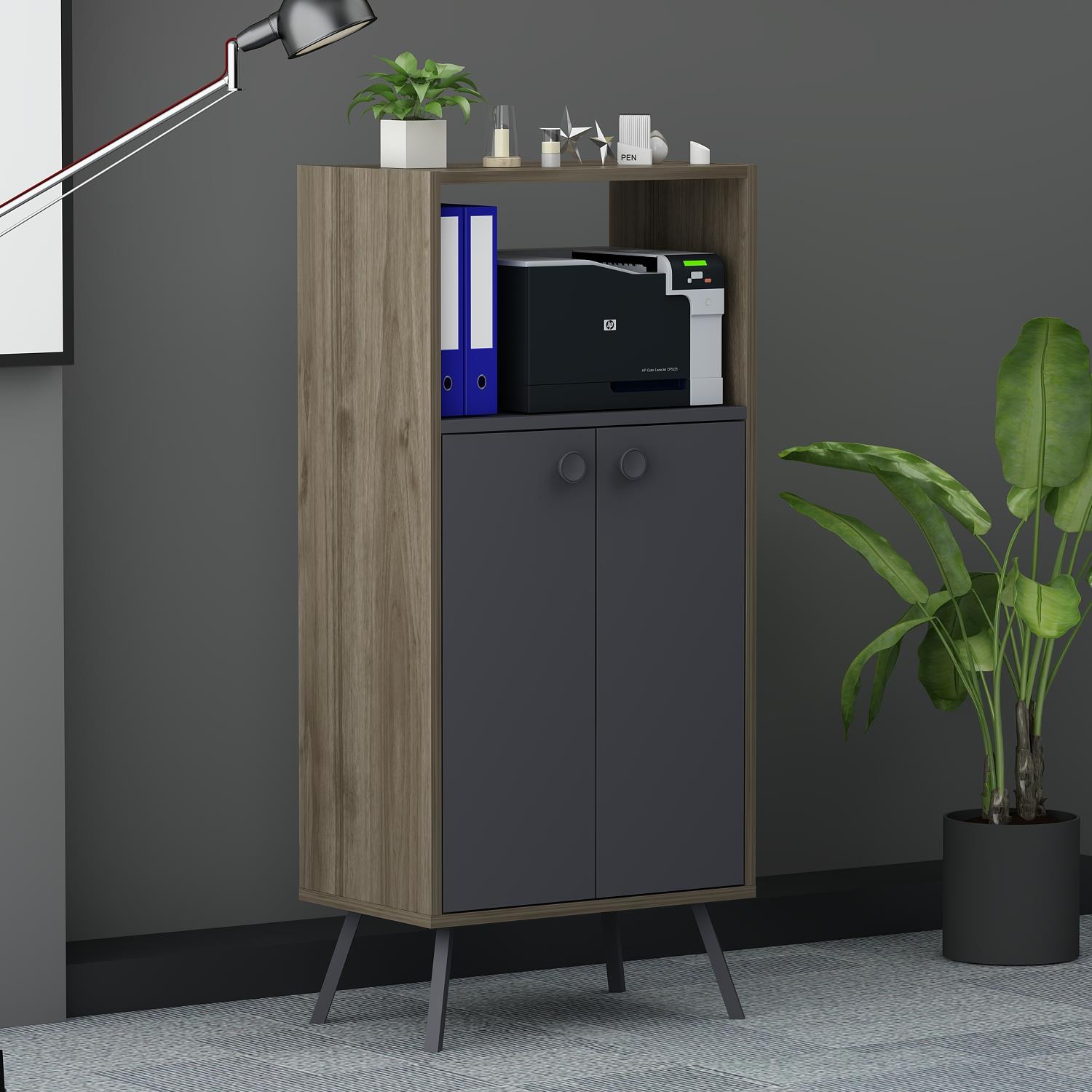 Rasha Office – ארונית אחסון רב תכליתית - פחם - אגוז