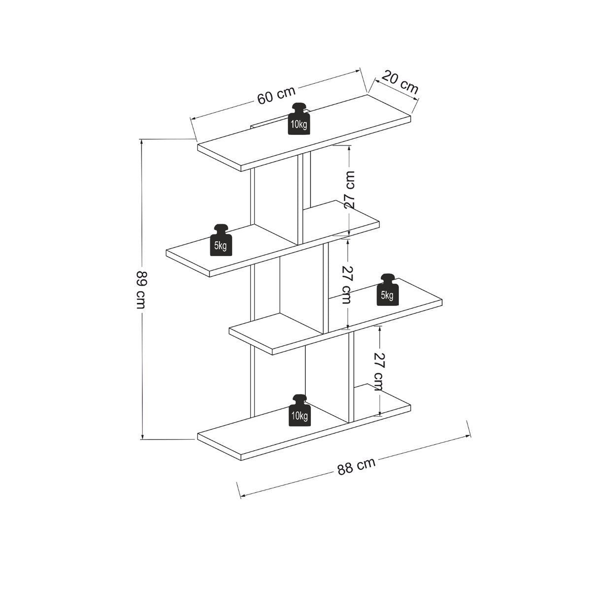 KARBON - לבן אלון - מדף מעוצב