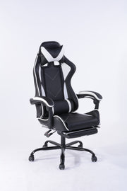 טוד לבן-שחור - כיסא גיימינג עם הדום