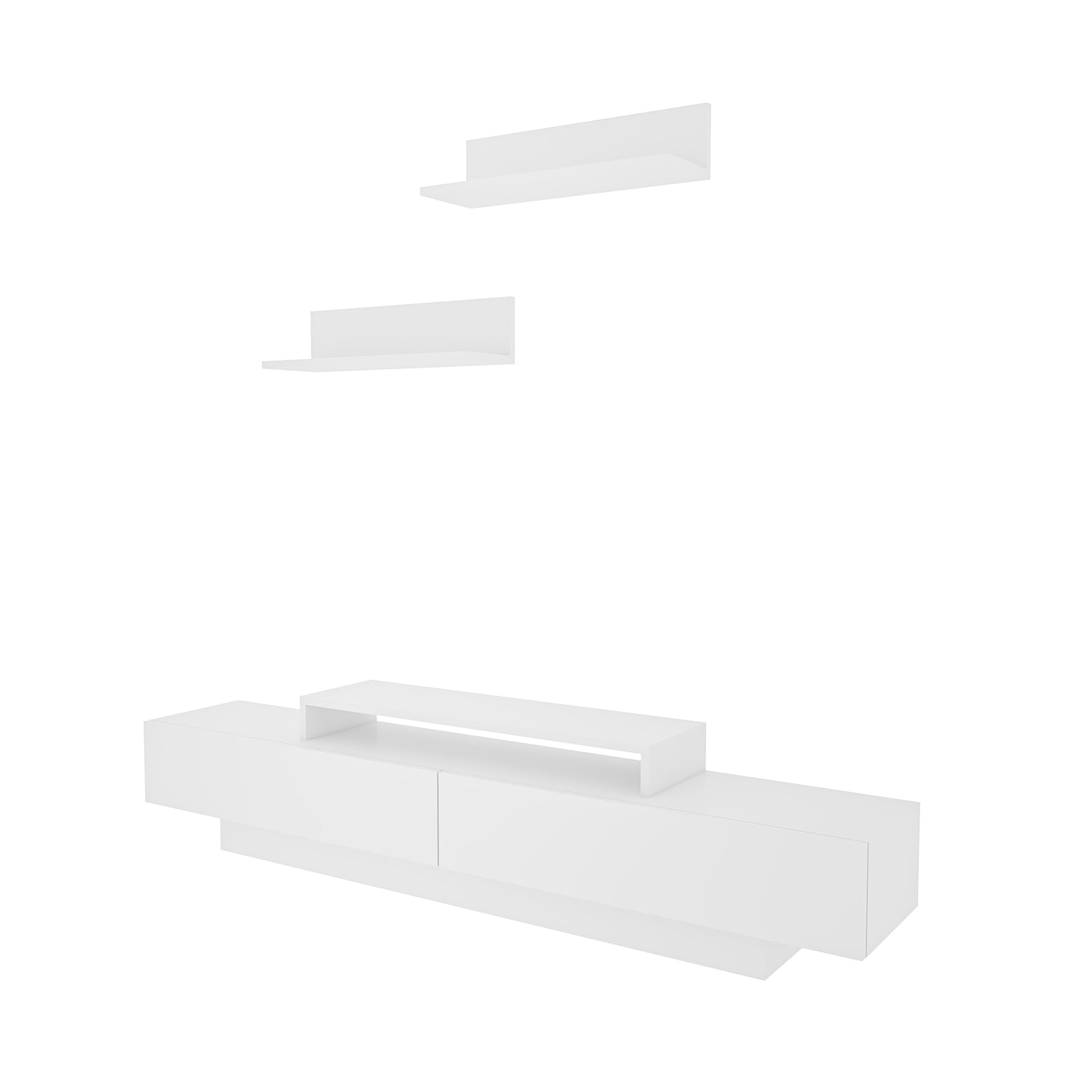מזנון טלוויזיה מעוצב משולב מדפים - LUSI - לבן מלא