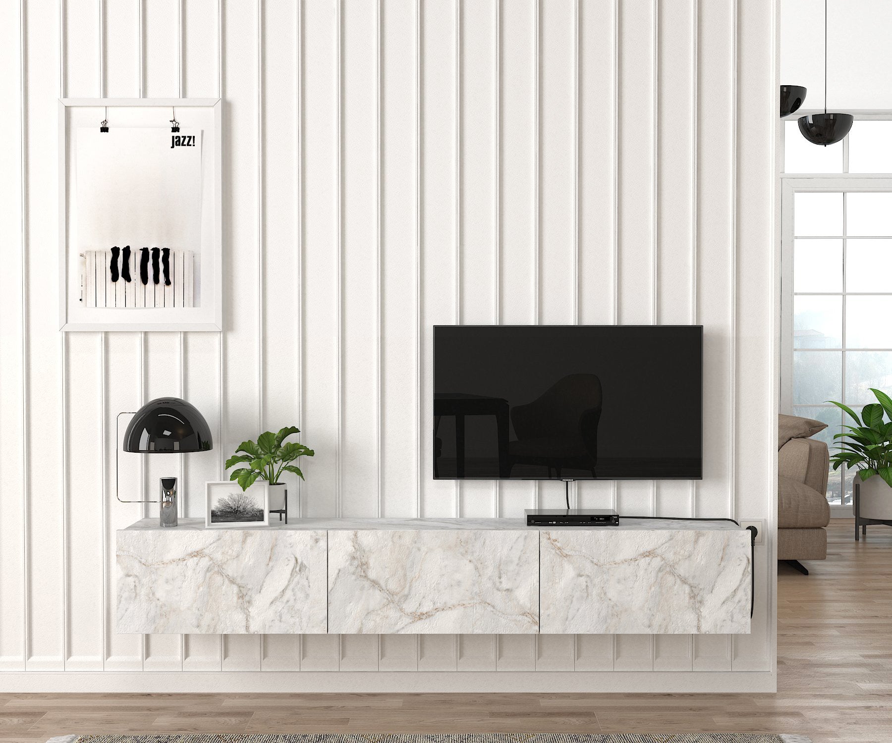 DAMLA - מזנון טלוויזיה צף - דמוי שיש