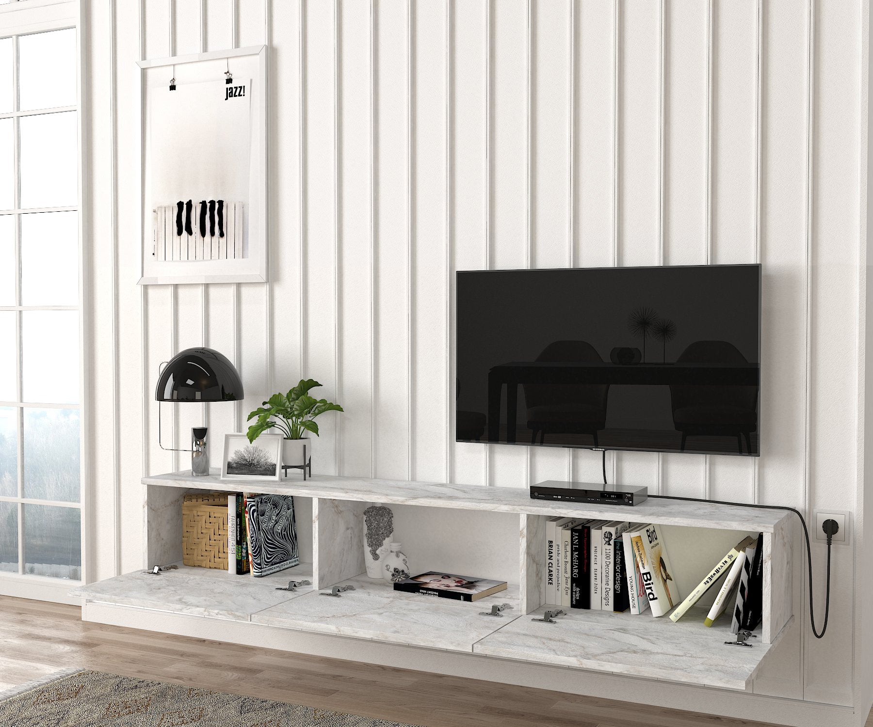 DAMLA - מזנון טלוויזיה צף - דמוי שיש