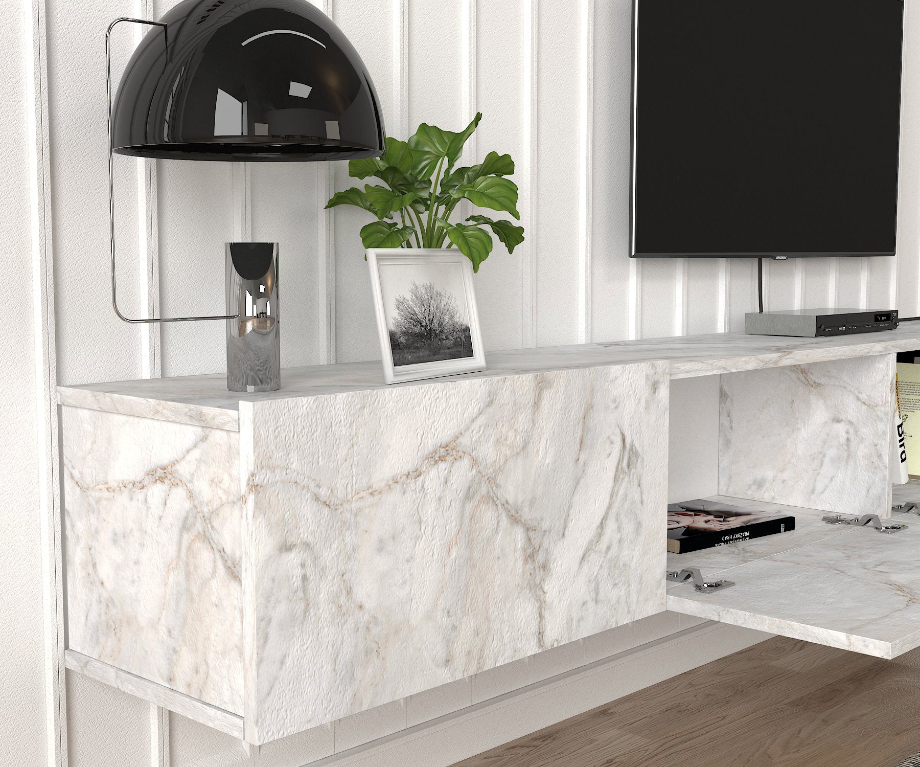 DAMLA - מזנון טלוויזיה צף - דמוי שיש