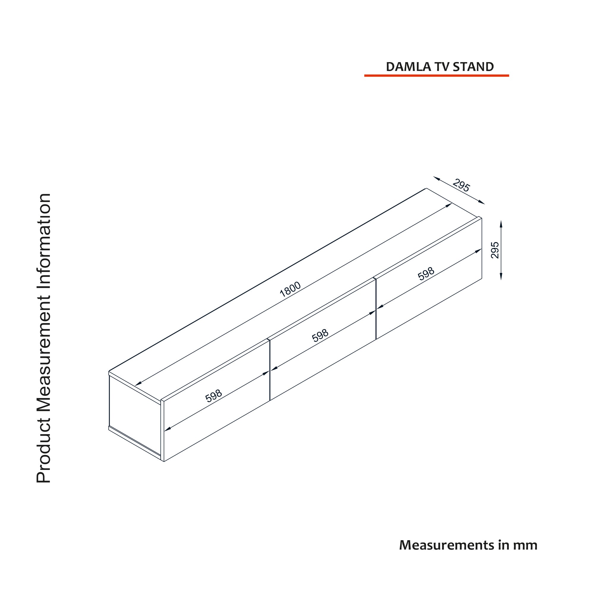 DAMLA - מזנון טלוויזיה צף - דמוי שיש