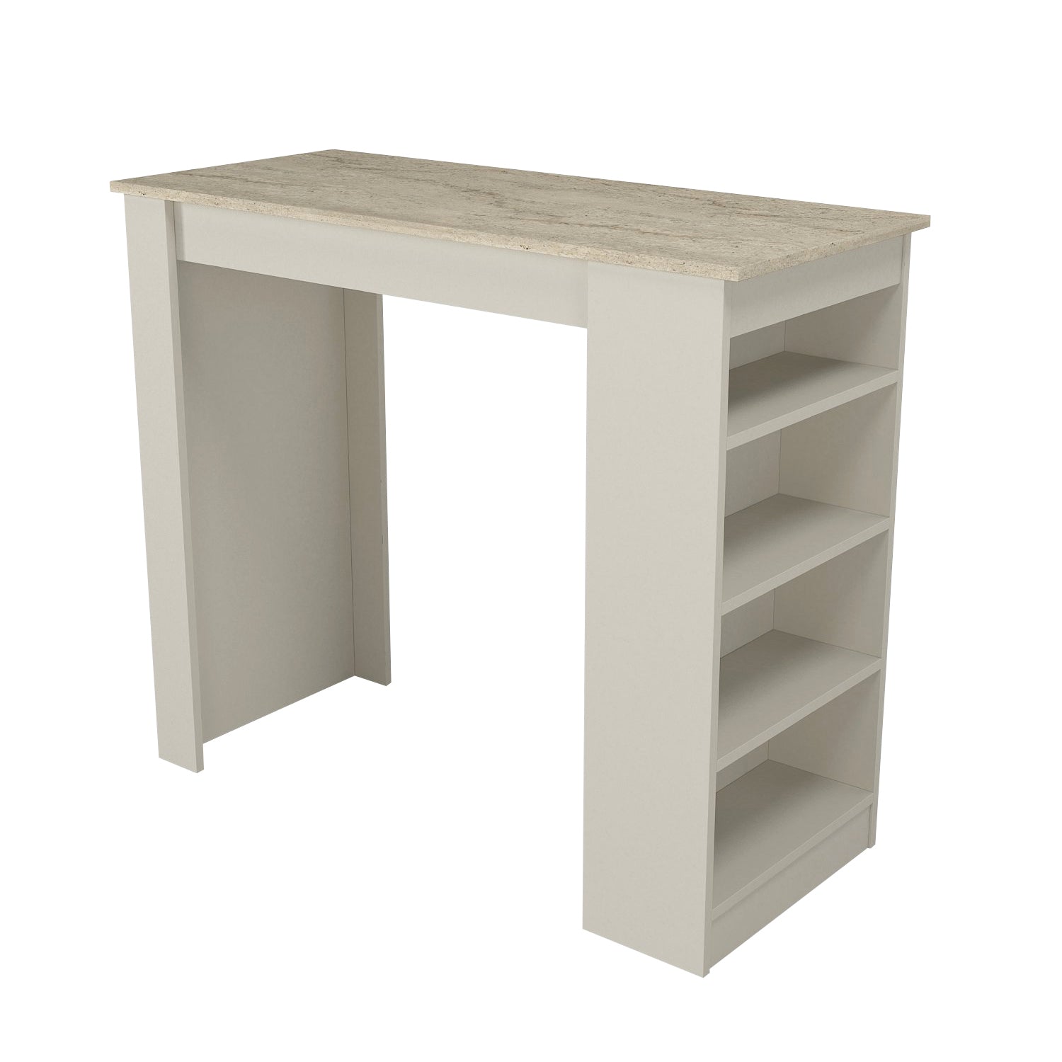 מונקו DE2163 - שולחן בר מעוצב - קרם אבן פלטה דמוי שיש