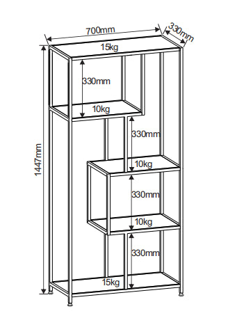 גלדיולוס אגוז - שחור - 3143L - ספריה אסימטרית מעוצבת