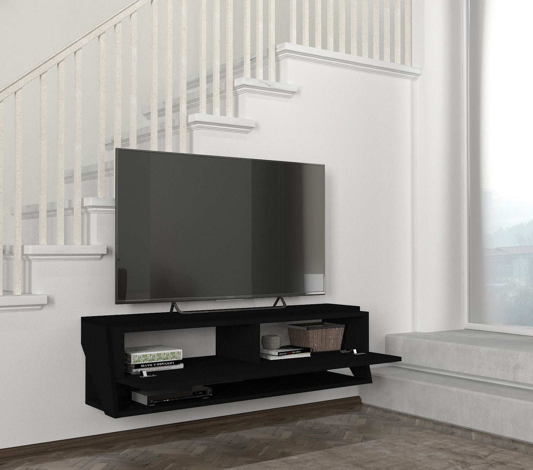 ליטוס DE2569 - שחור - מזנון טלוויזיה צף