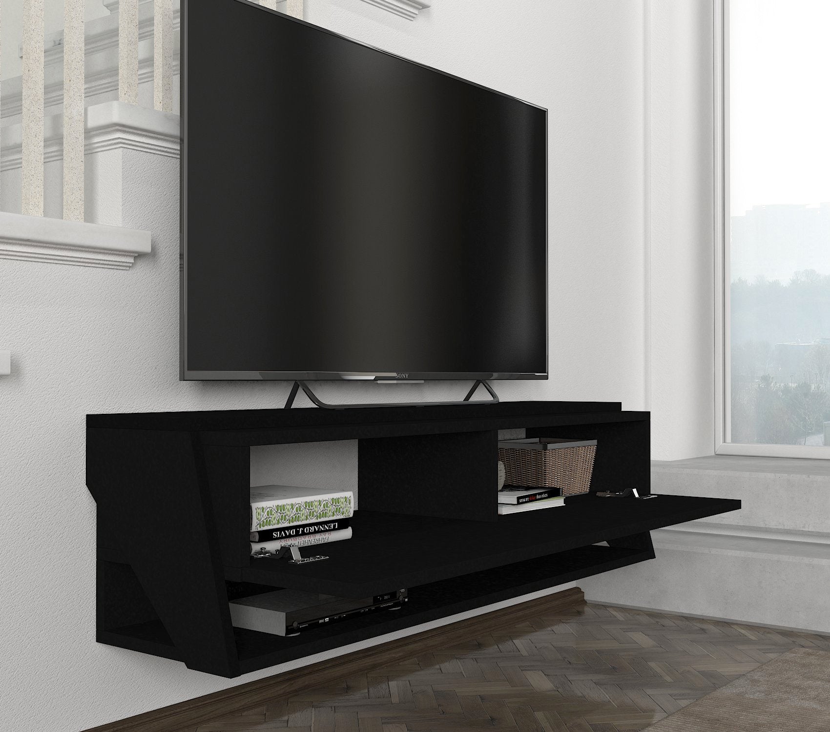 ליטוס DE2569 - שחור - מזנון טלוויזיה צף