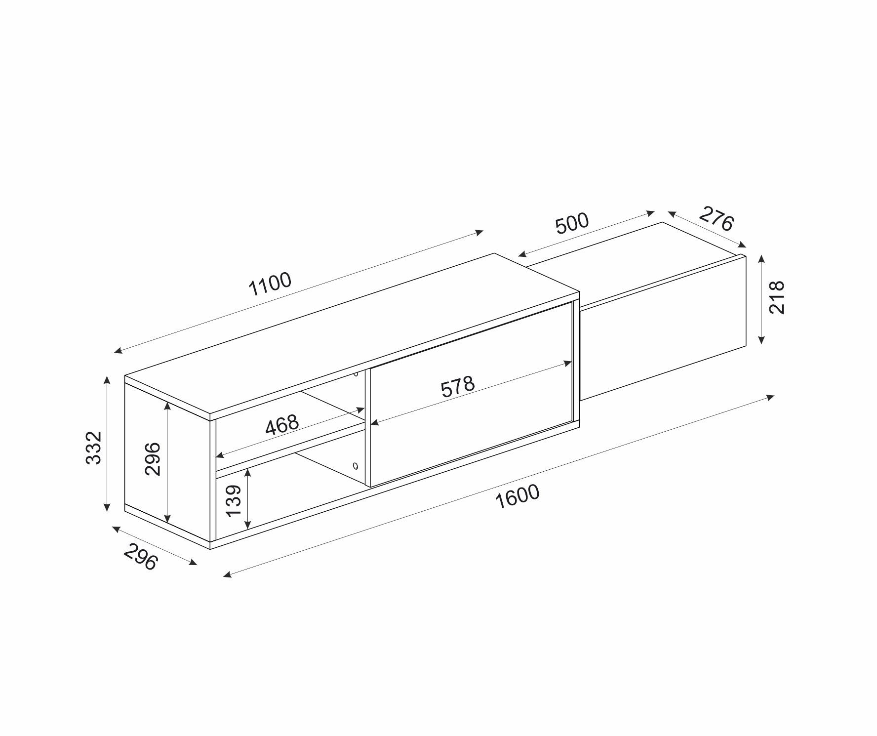 דיון DE2521 קרם אבן משולב חום אגוז כהה - מזנון טלוויזיה מעוצב צף