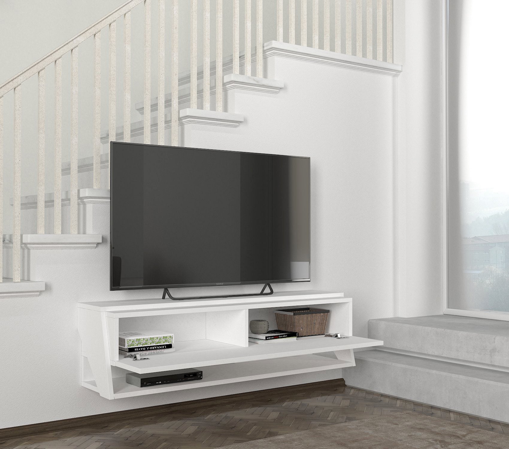 ליטוס DE2569 - לבן - מזנון טלוויזיה צף