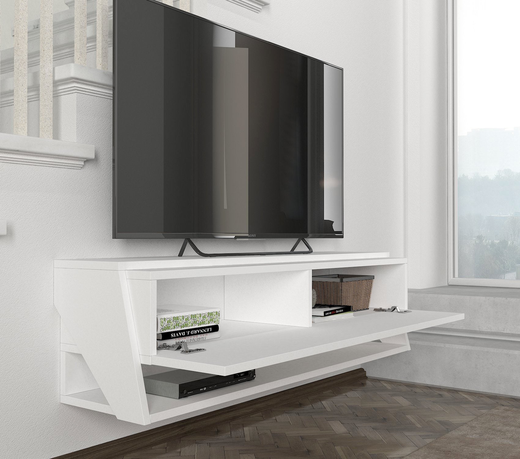 ליטוס DE2569 - לבן - מזנון טלוויזיה צף