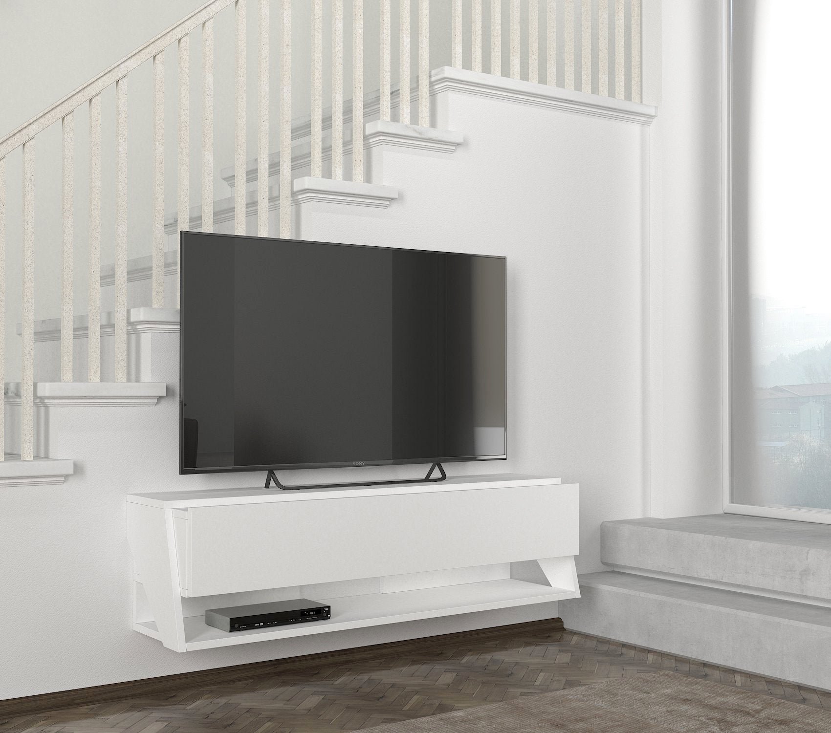 ליטוס DE2569 - לבן - מזנון טלוויזיה צף