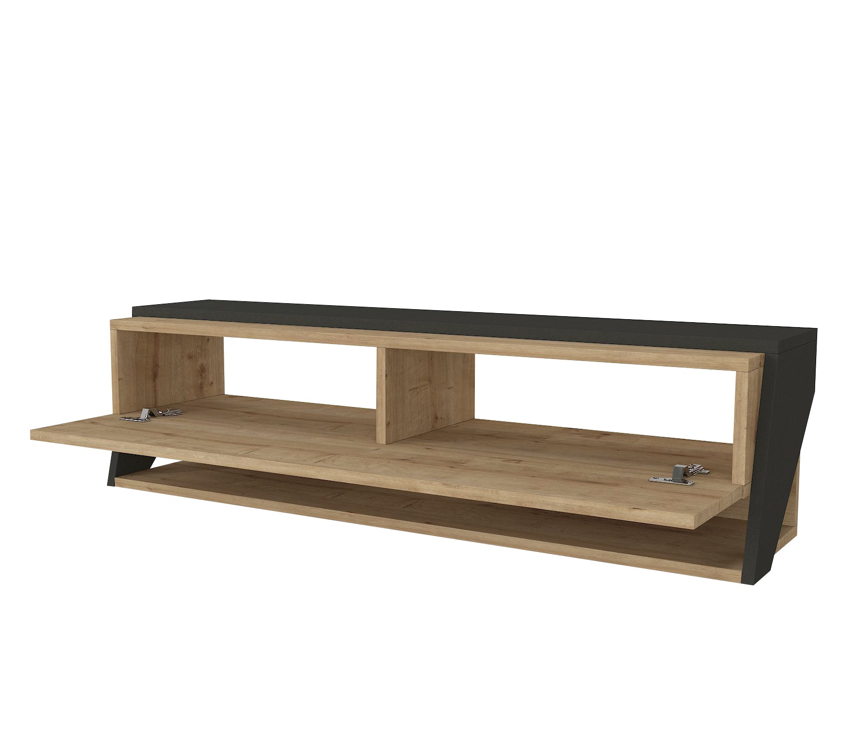 ליטוס DE2569 - אפור פחם משולב חום אלון - מזנון טלוויזיה צף