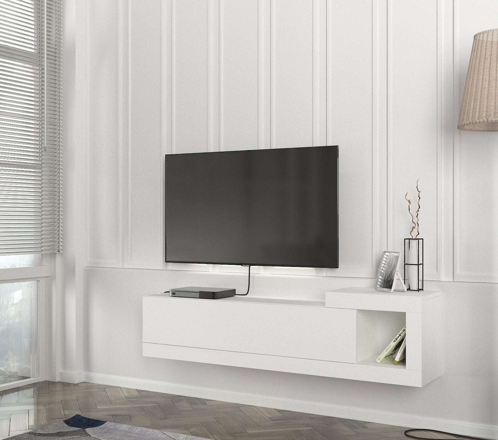 וולייר DE2613 - לבן -  מזנון טלוויזיה צף