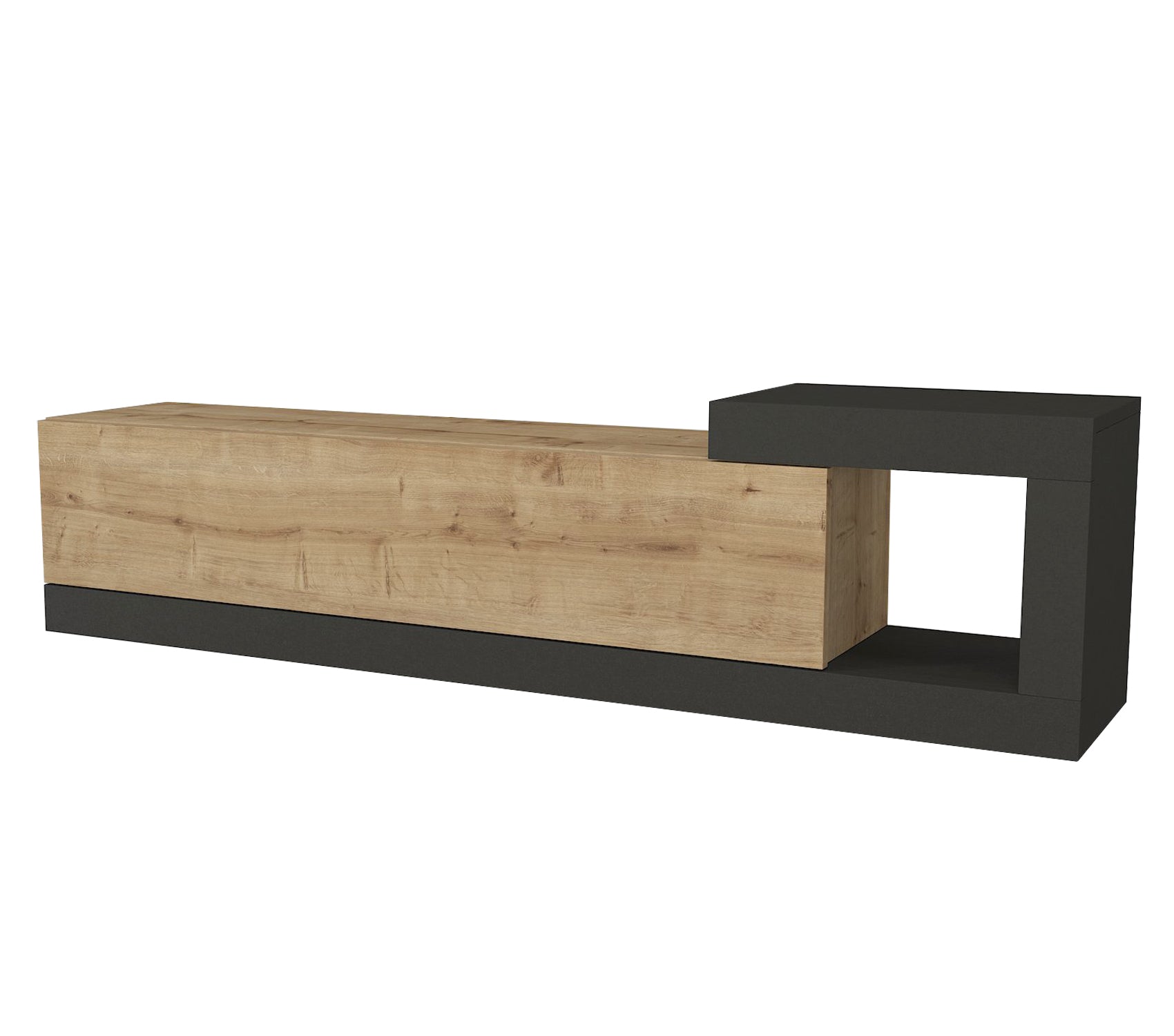 וולייר DE2613 - אפור פחם משולב עץ אלון-  מזנון טלוויזיה צף