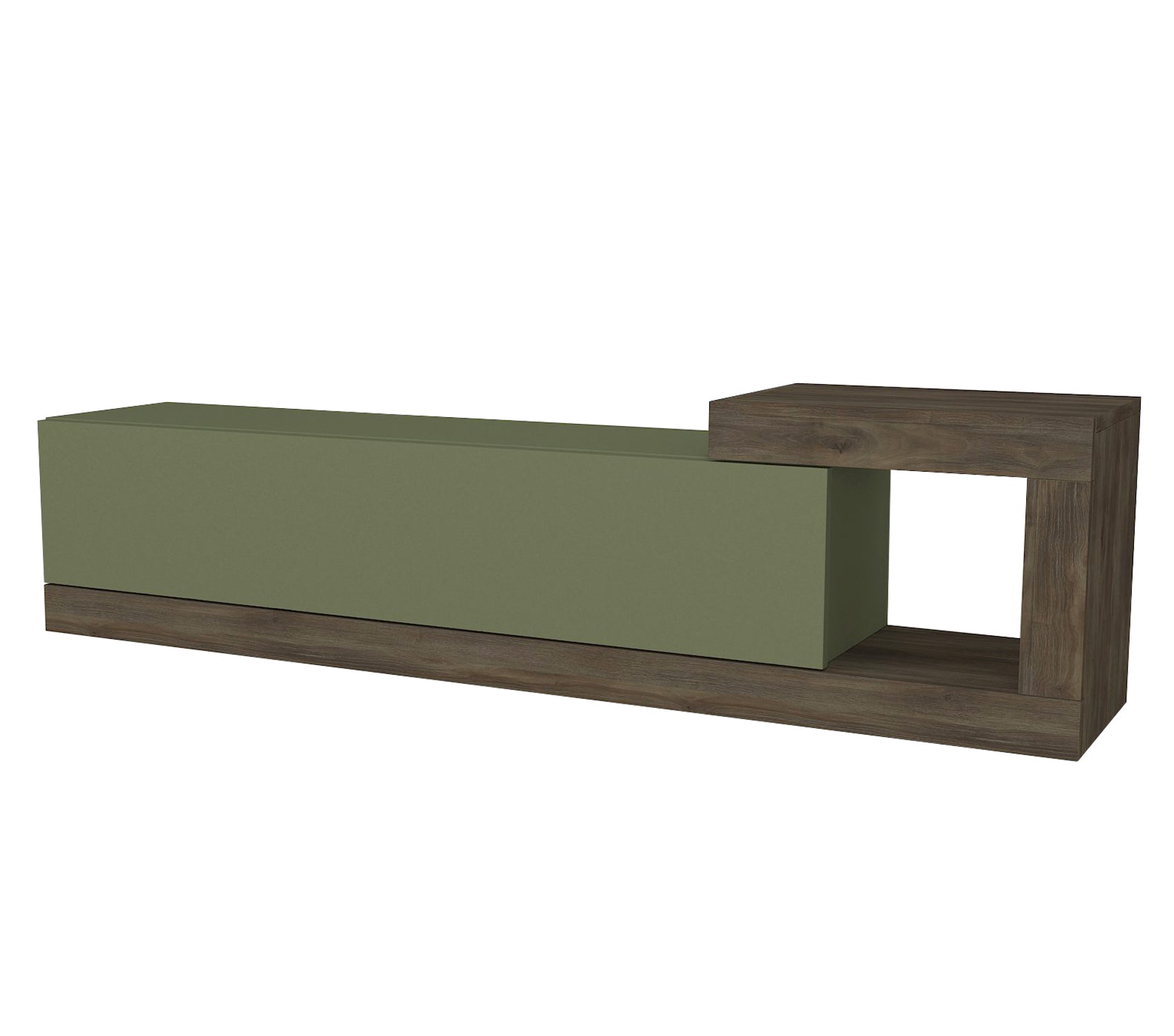 וולייר DE2613 - ירוק זית בשילוב אגוז  כהה-  מזנון טלוויזיה צף