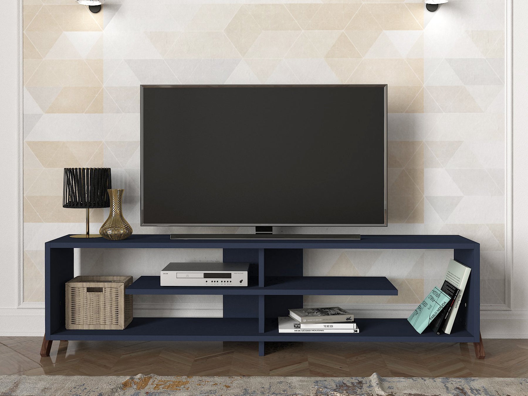 DE6093-אוליבר טי-וי- מזנון כחול ים