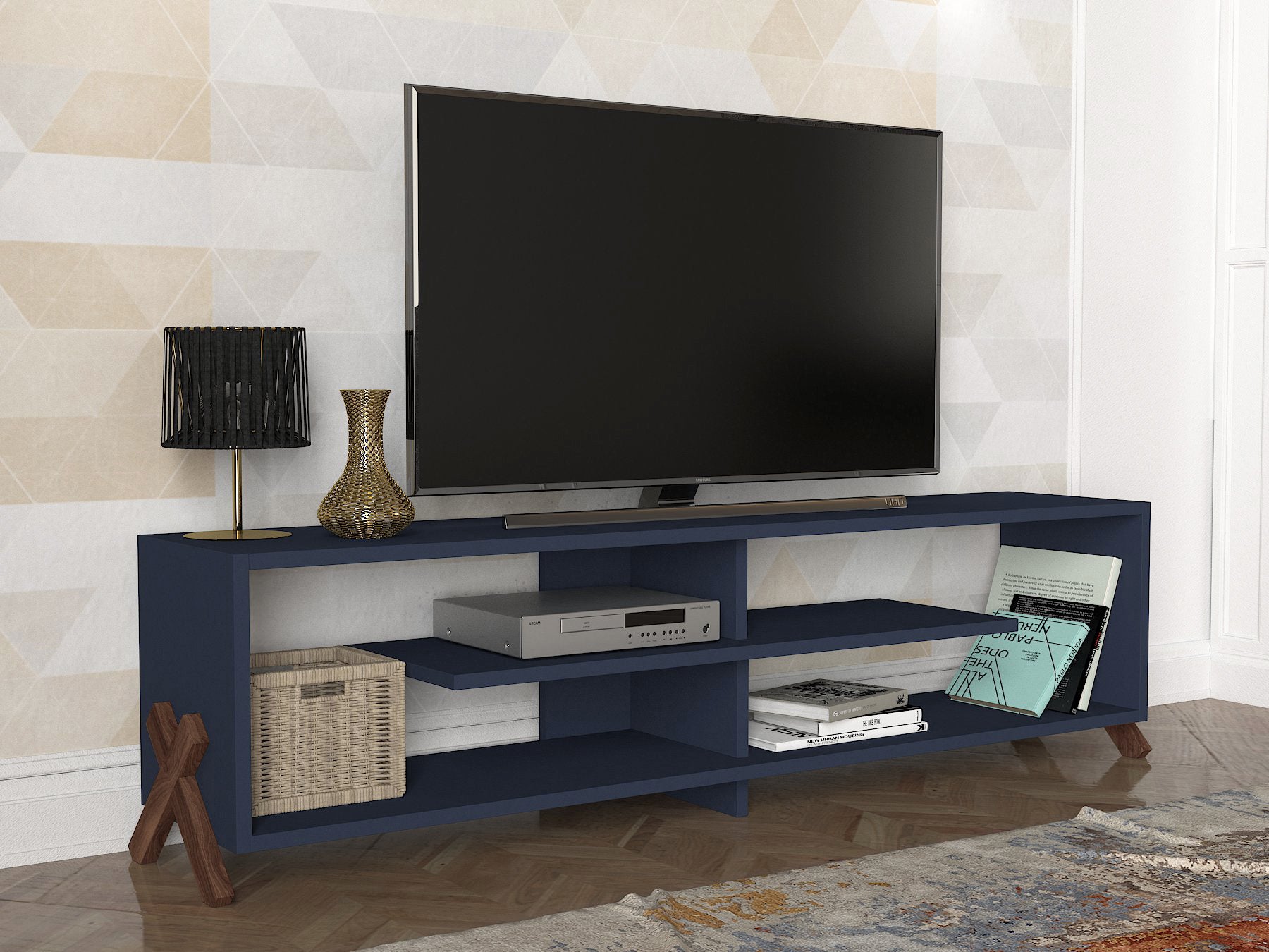 DE6093-אוליבר טי-וי- מזנון כחול ים