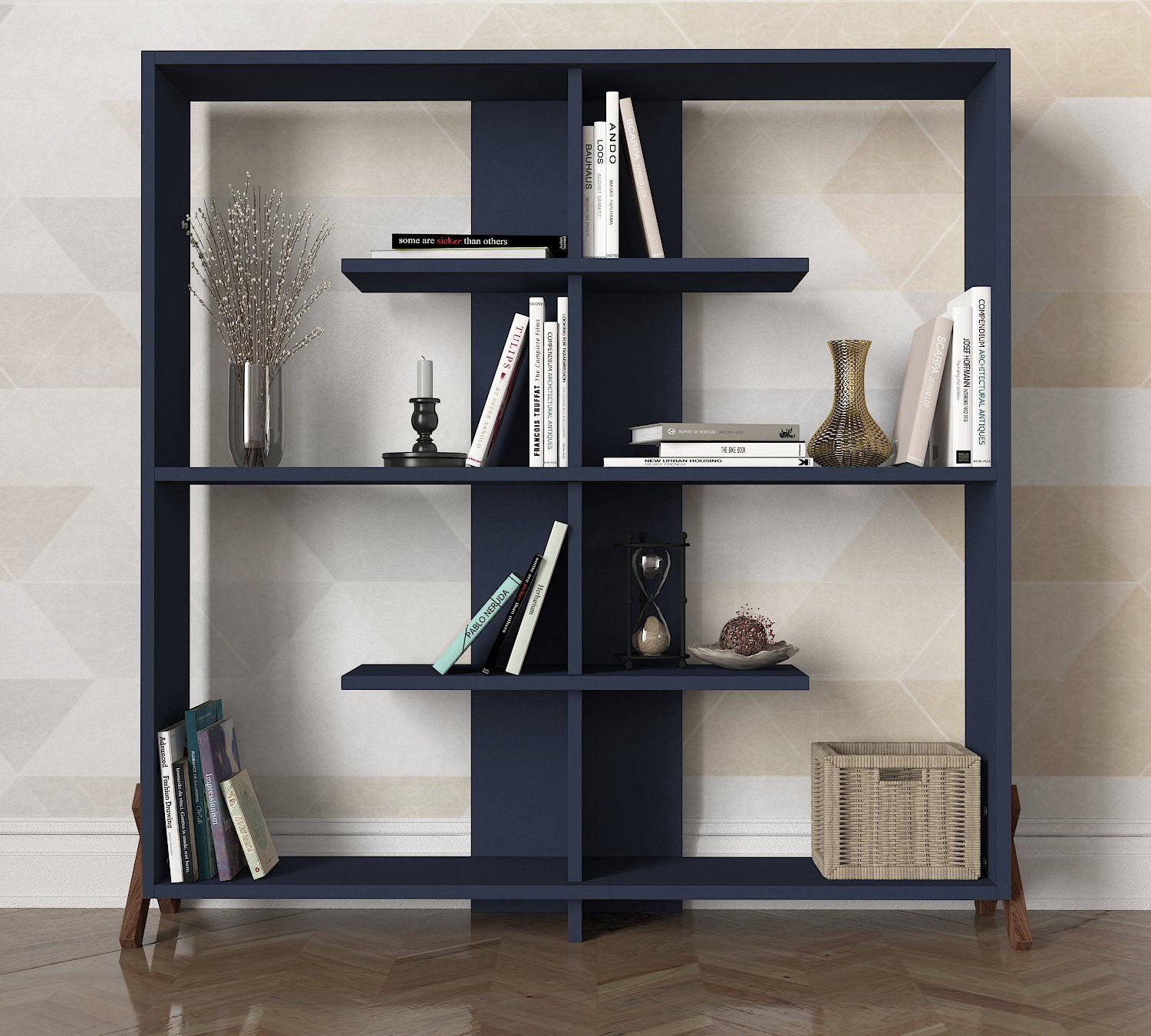 DE6116-אולה - שידת מדפים כחול ים