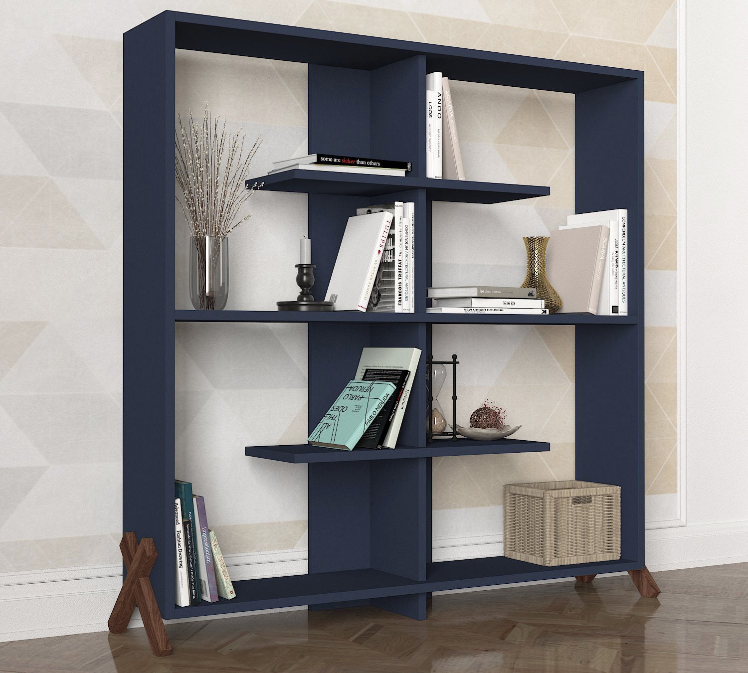 DE6116-אולה - שידת מדפים כחול ים