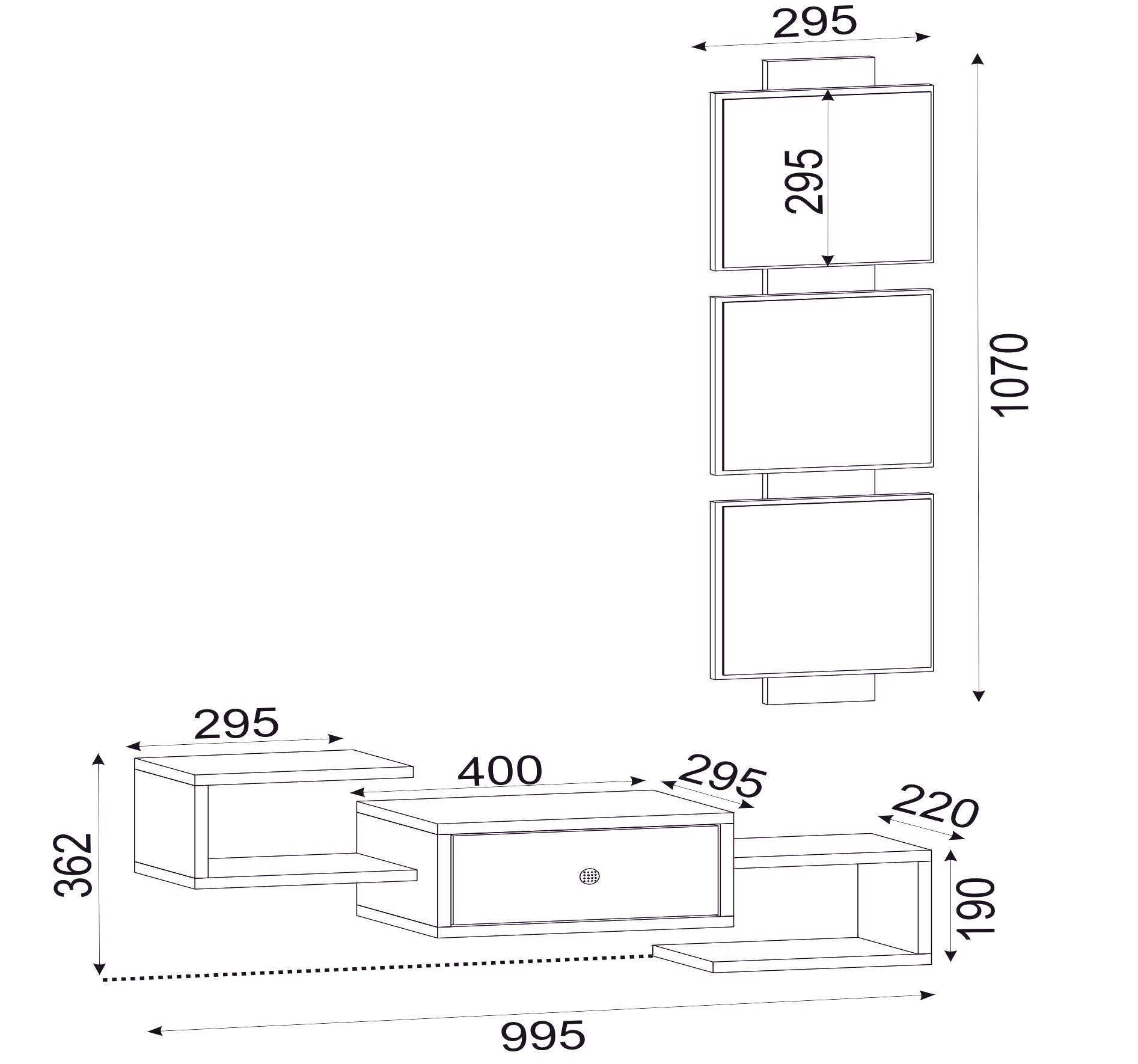 באקי DE-6154 לבן - שידת איפור עם מראה