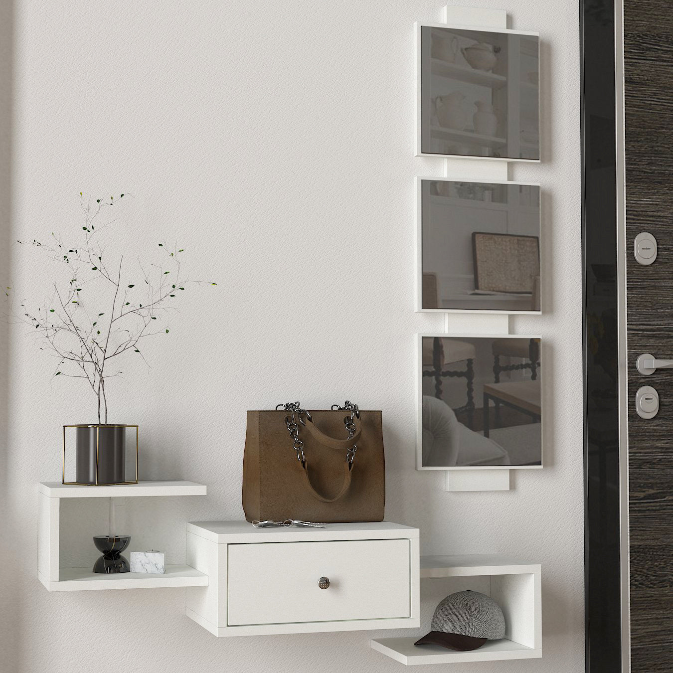 באקי DE-6154 לבן - שידת איפור עם מראה