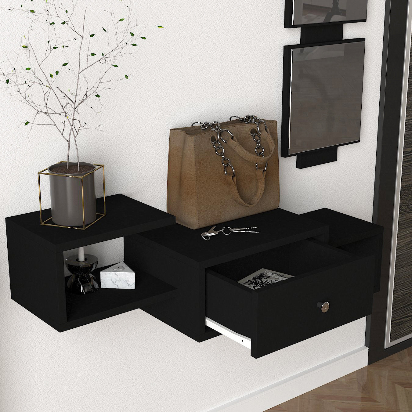 באקי DE-6154 שחור - שידת איפור עם מראה