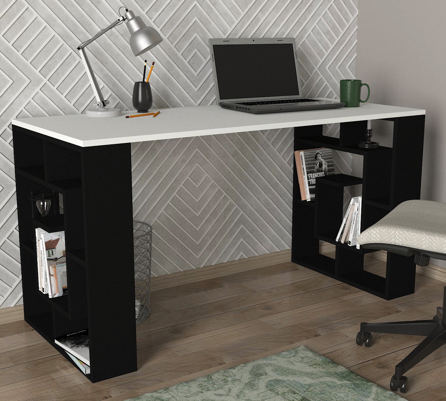 ליין 5682DE – שחור-לבן עמדת עבודה מעוצבת