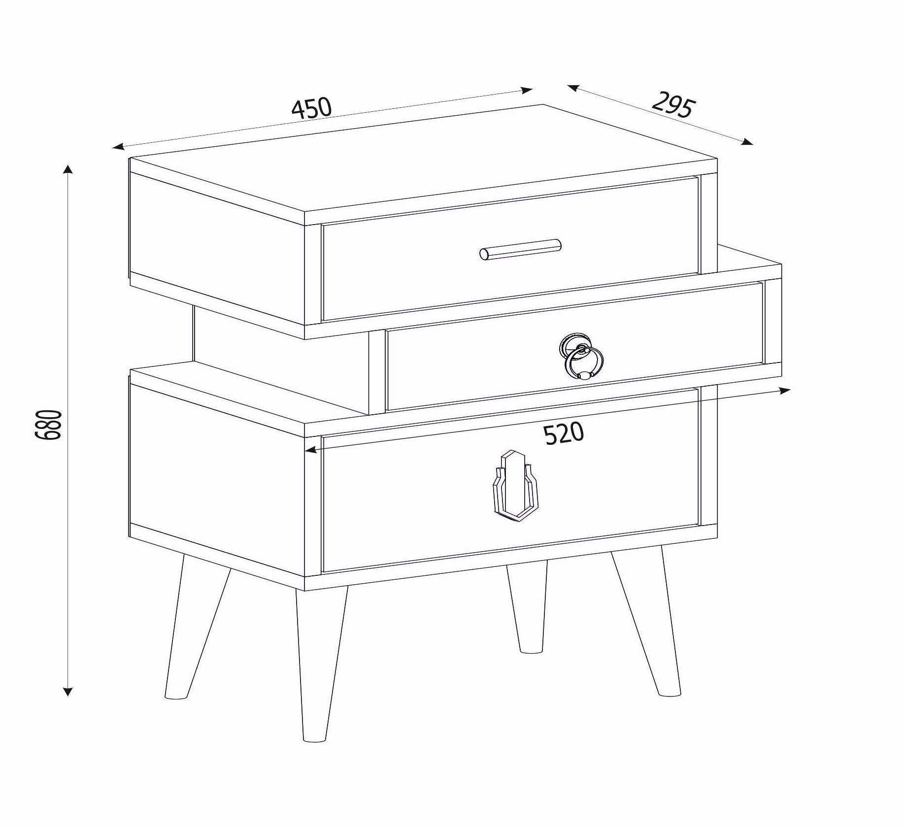 Tricolore – DE8509– שידת לילה מעוצבת