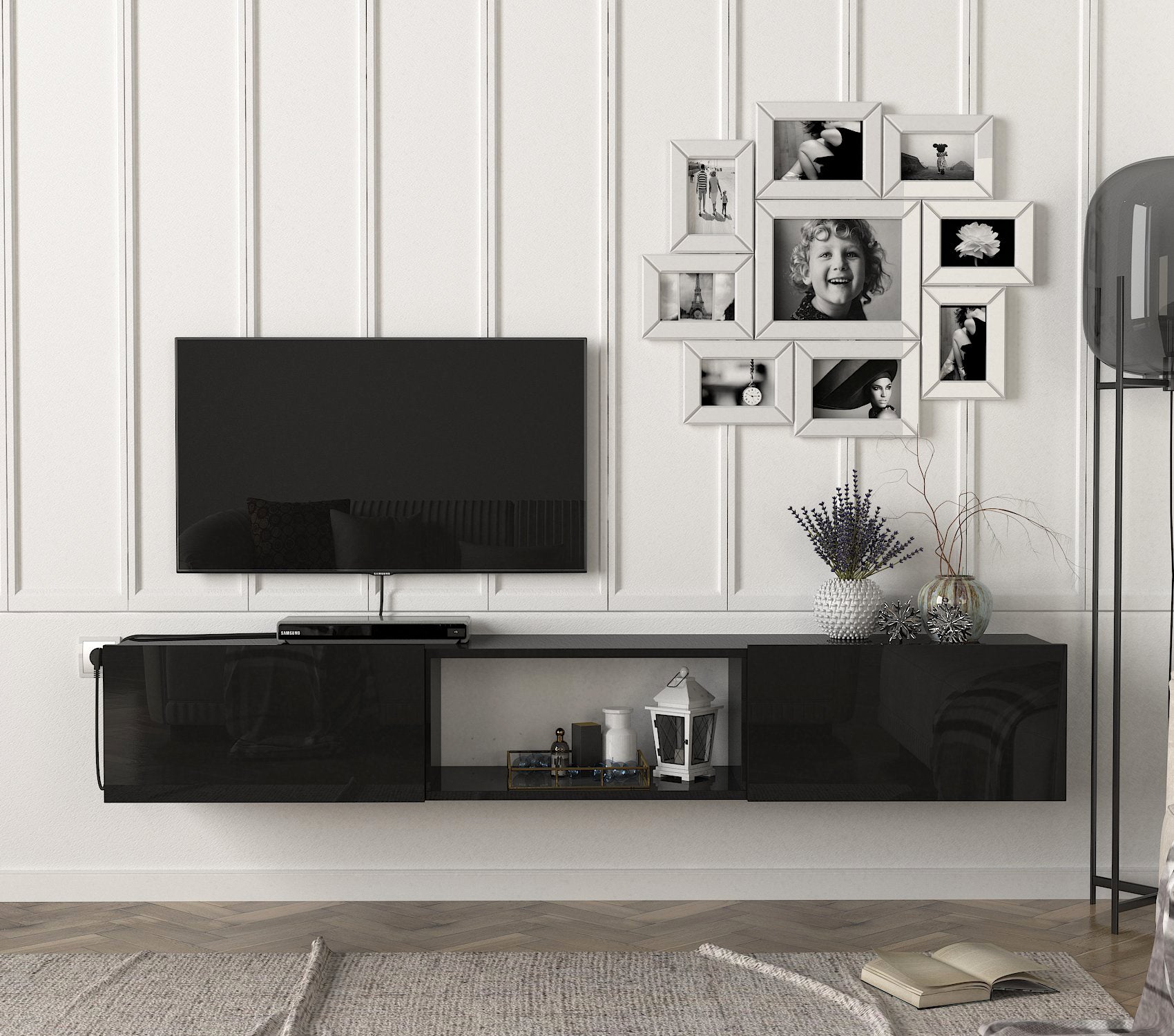 Hilary - DE8806- שחור - מזנון טלוויזיה צף