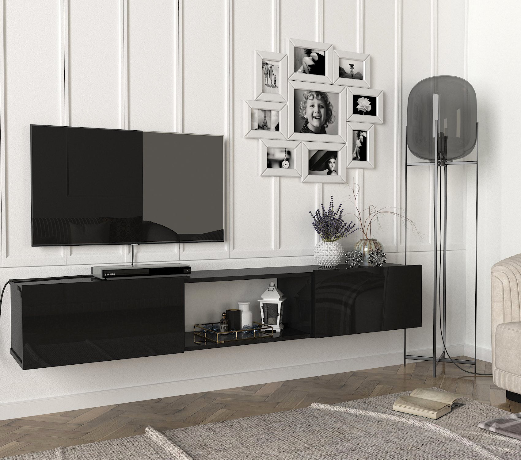 Hilary - DE8806- שחור - מזנון טלוויזיה צף