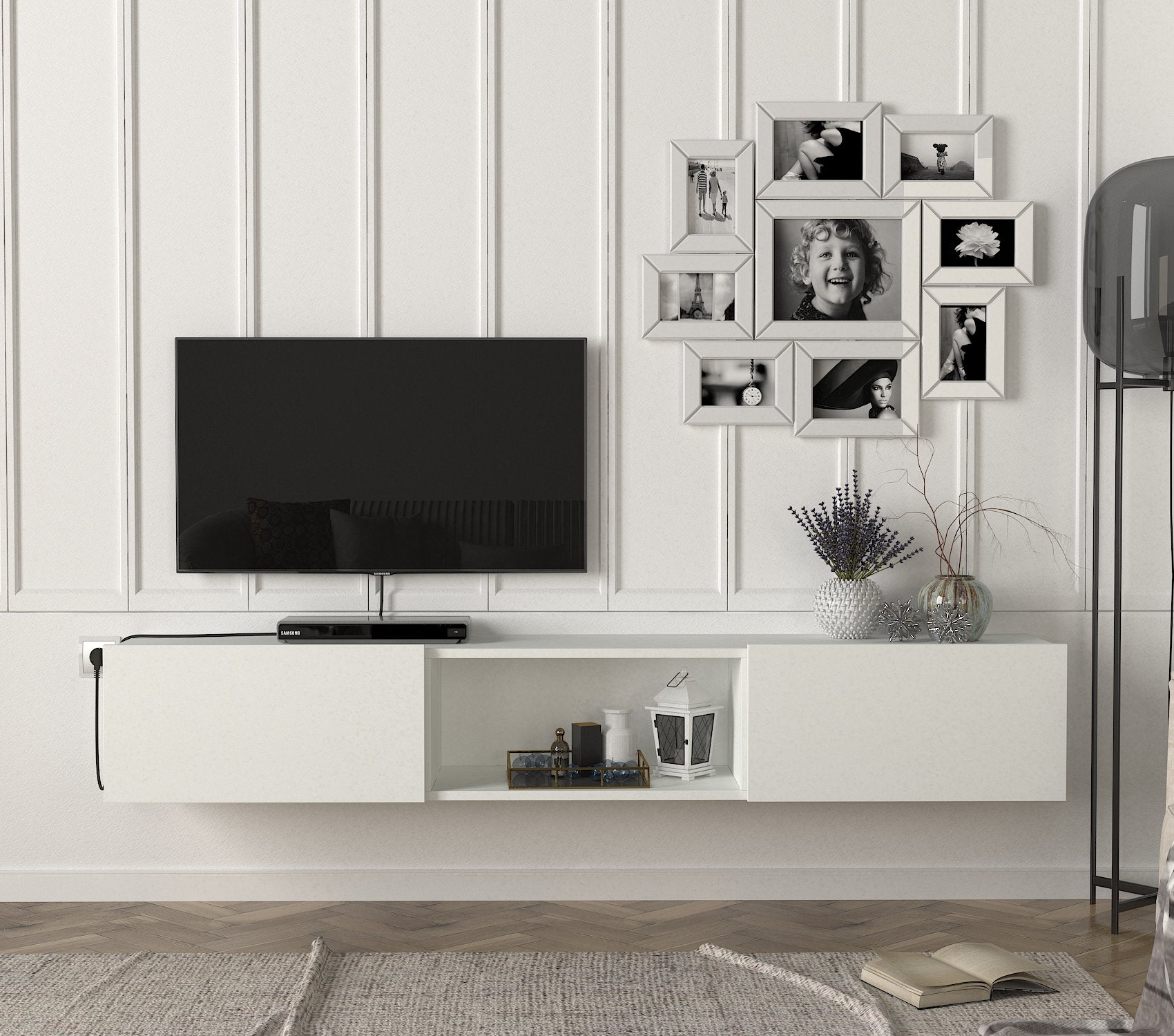 Hilary - DE8806- לבן - מזנון טלוויזיה צף