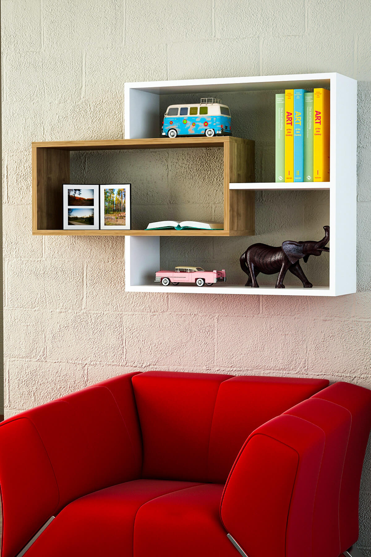 DE0455-סמנתה אגוז-לבן - מדף כוורת