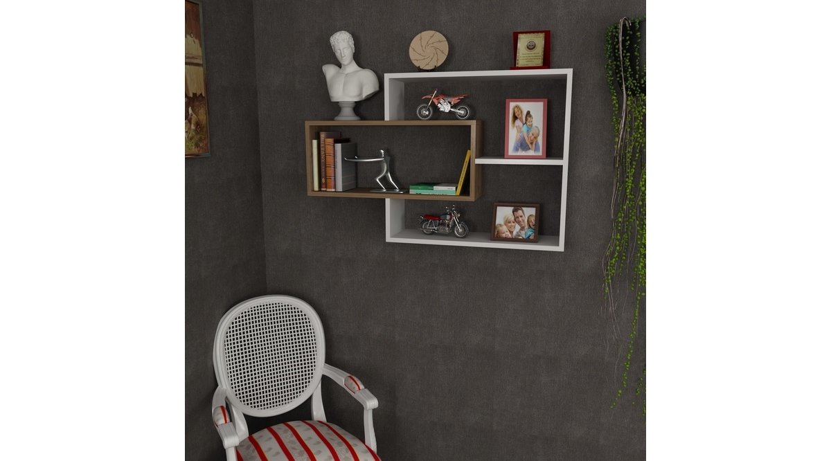 DE0455-סמנתה אגוז-לבן - מדף כוורת