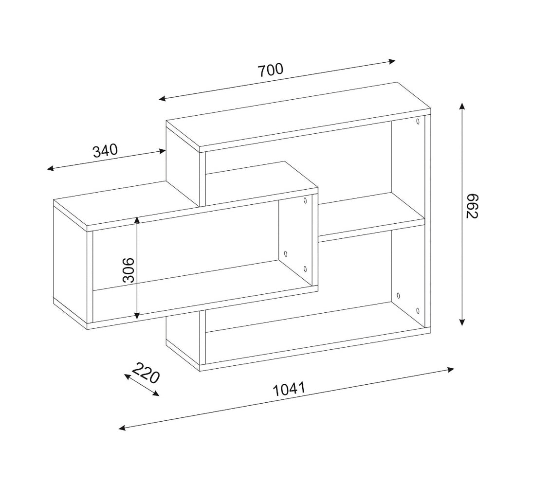 DE0455-סמנתה אגוז-לבן - מדף כוורת