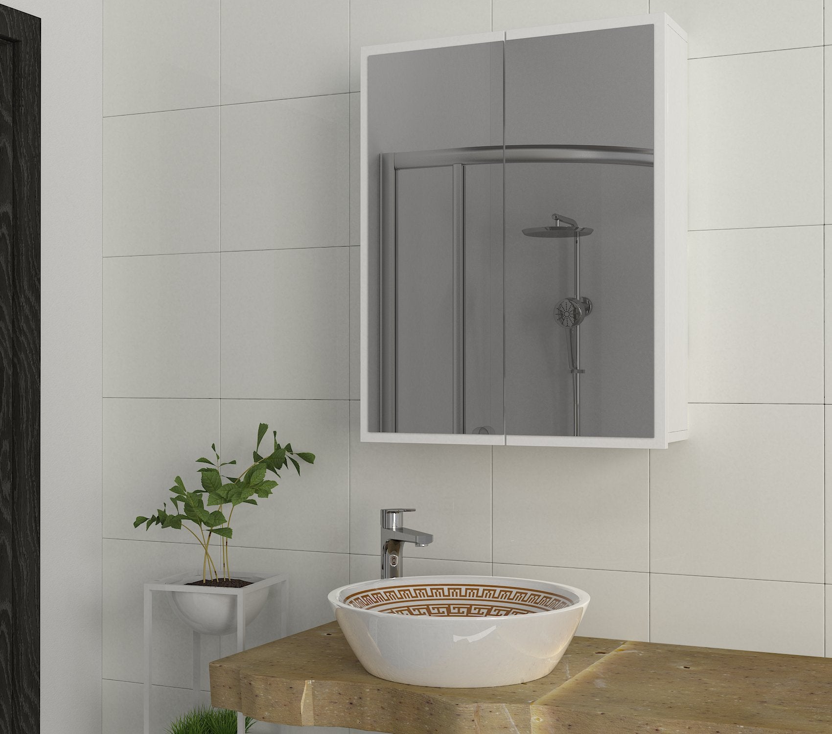 קיילה DE3609- ארונית אמבטיה תלויה משולבת מראה