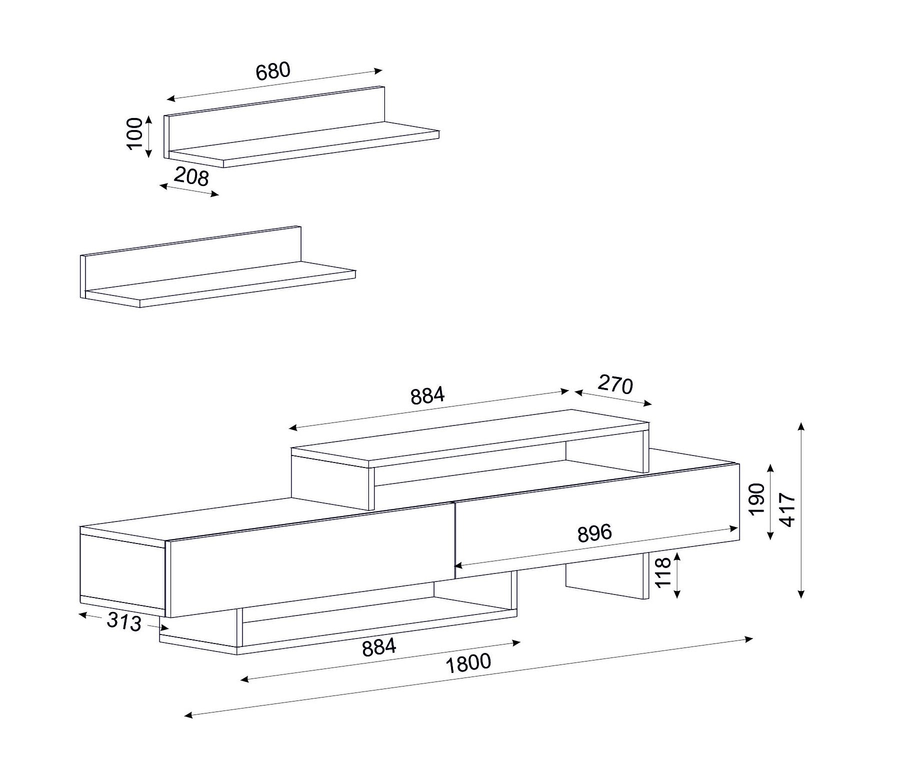 DE3722-נירוואנה - מזנון עם מדפים