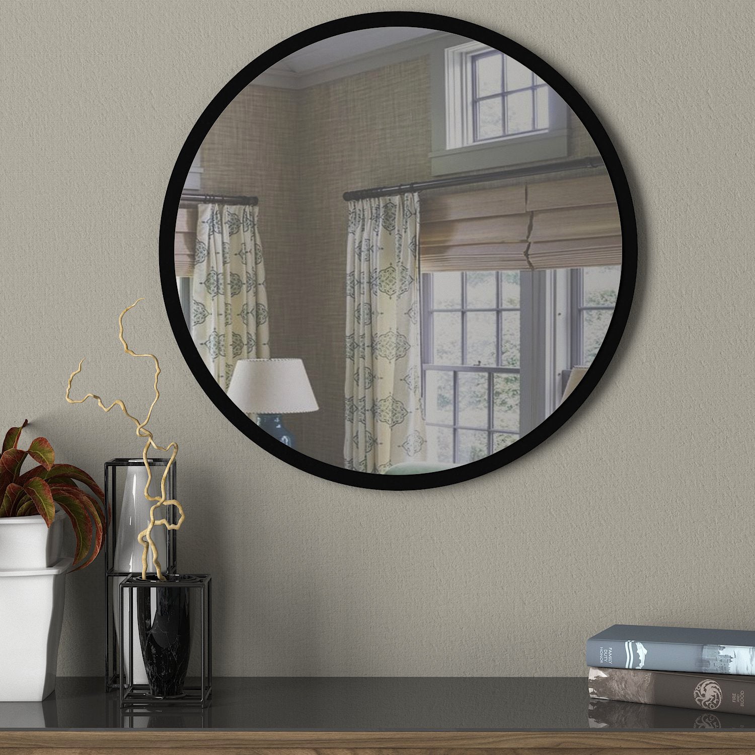 קייטי - שחור - מראה עגולה DE0109