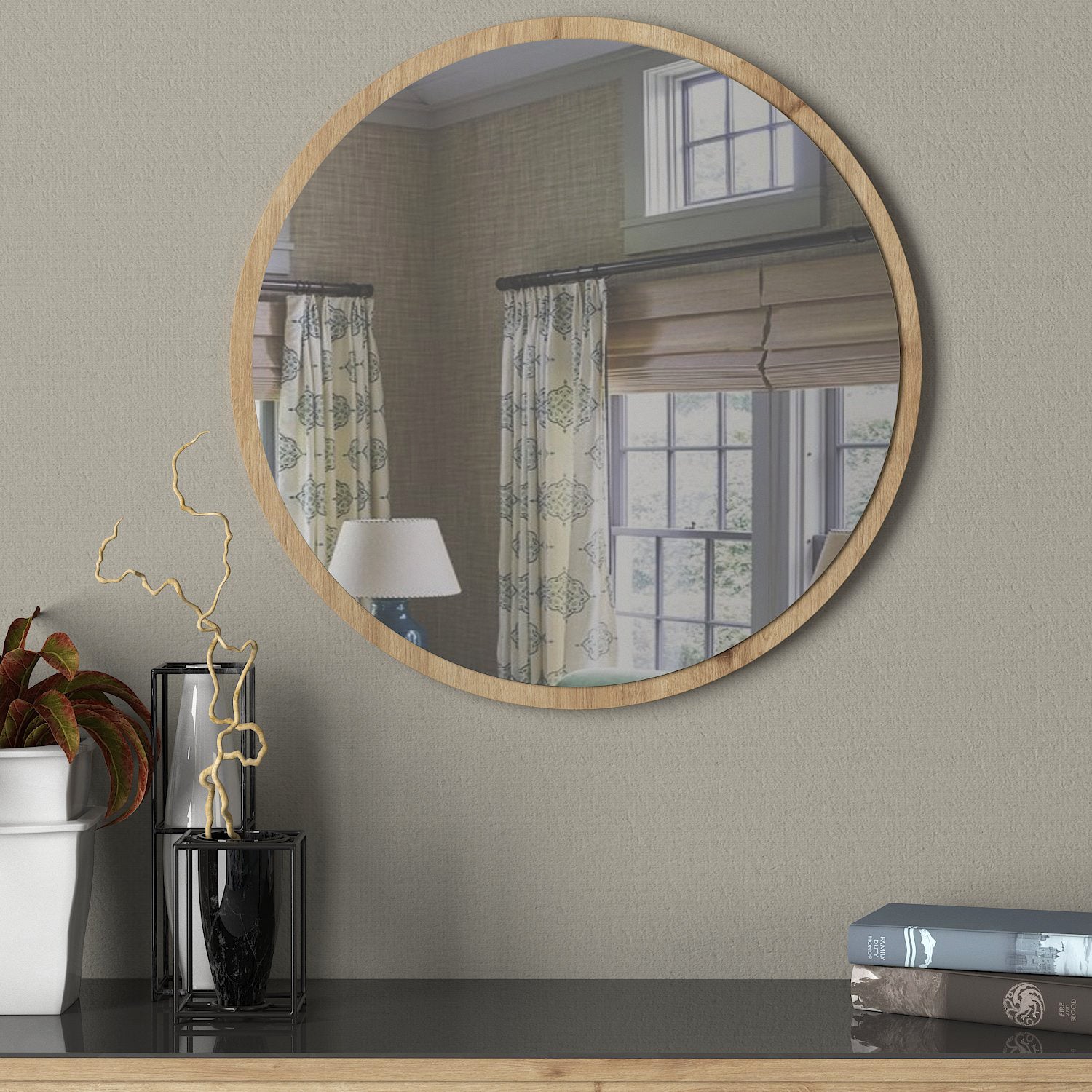 קייטי - אגוז בהיר - מראה עגולה DE0109