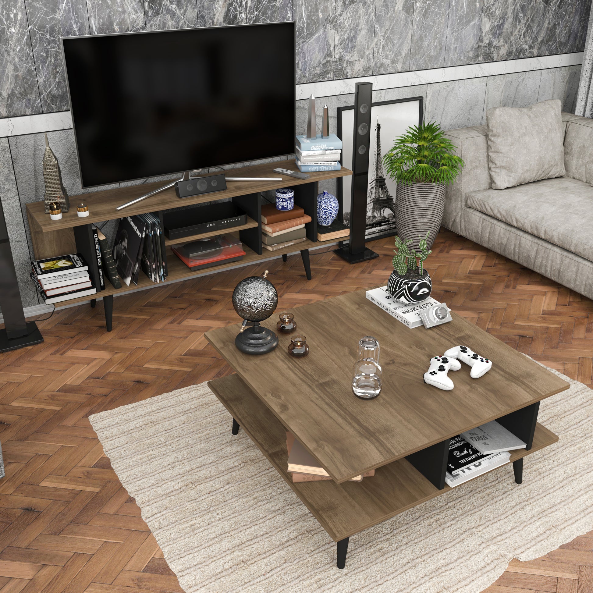 Akya - dark Walnut; Black